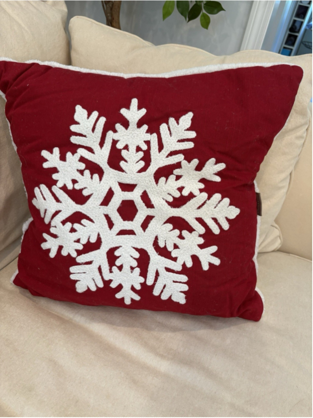 Allen & Roth Red Snowflake Throw Pillow -winter Decor-Christmas-new Year -Xmas